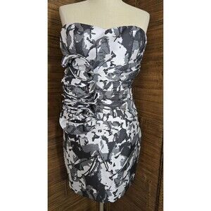 NWT ARK & CO Black & White  Mini Party Dress Brocade Taffeta Size Small